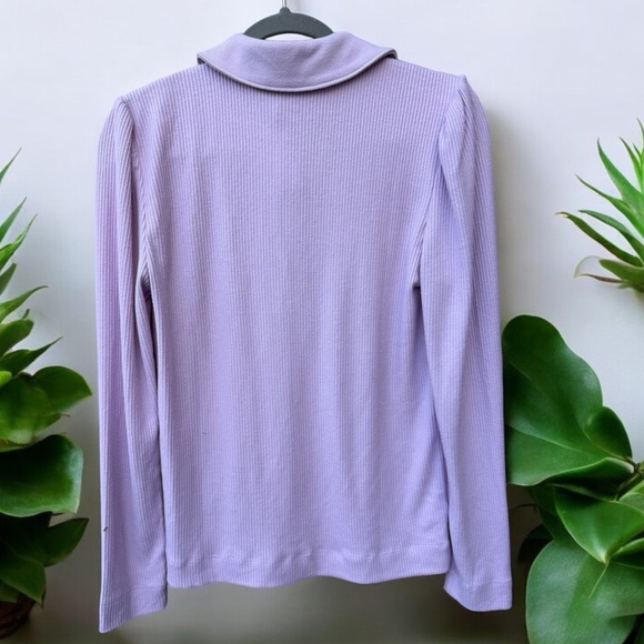 Loft NWT Lilac Ribbed Long Sleeve Top Large - Picture 2 of 2